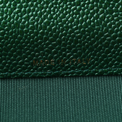 Chanel Metallic Caviar Quilted Flap Card Holder Wallet Green 8 of 9