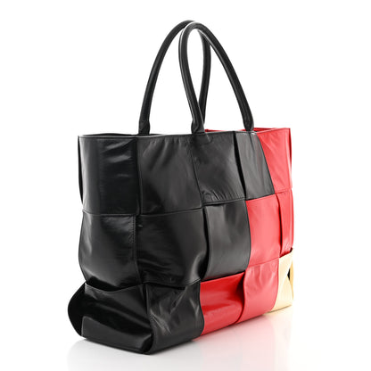 Bottega Veneta Paper Calfskin Maxi Intrecciato Colorblock Large Arco Tote Black Camomile 4 of 12
