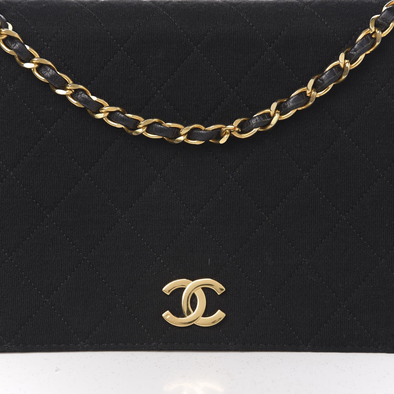 Chanel Jersey Quilted Wallet On Chain WOC Black 10 of 10