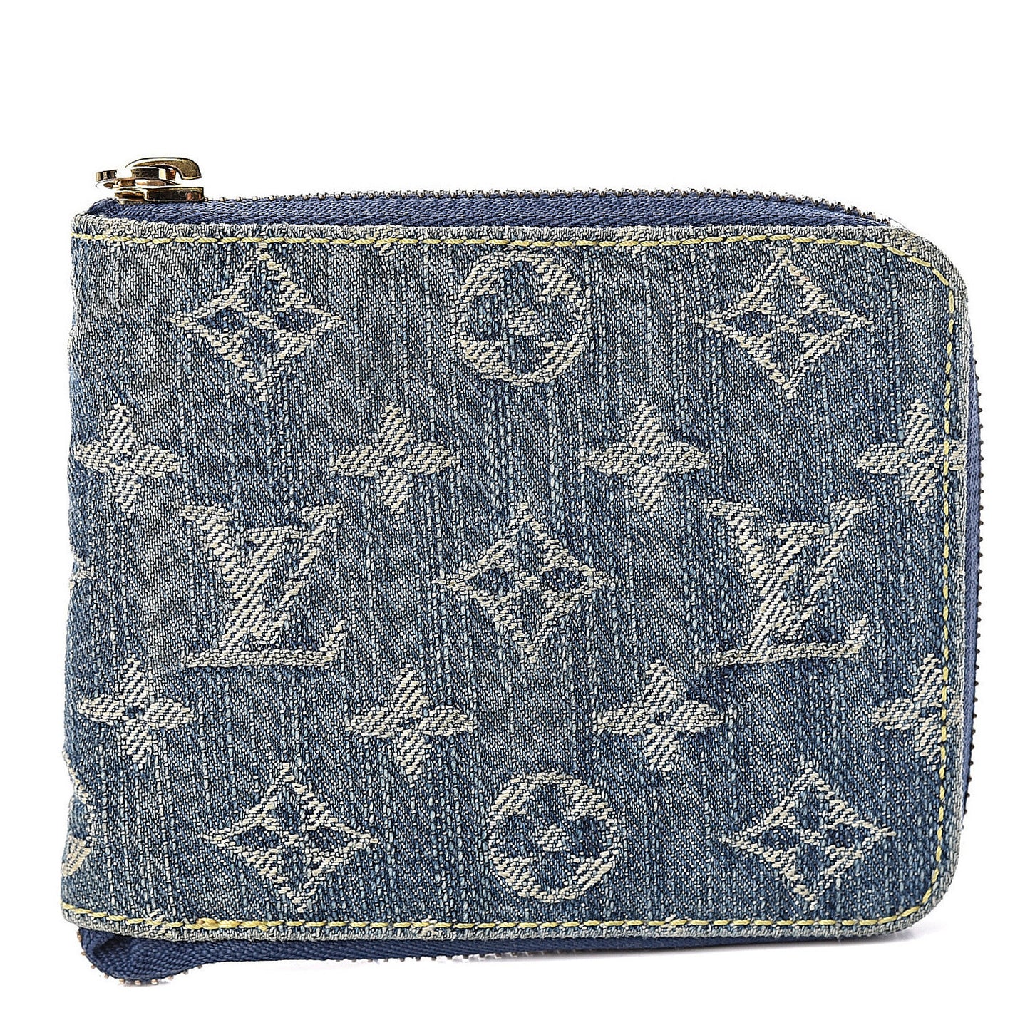 Denim Zip Compact Wallet Blue