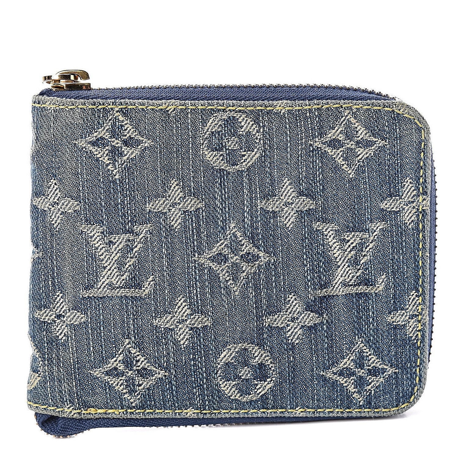 Louis Vuitton Denim Zip Compact Wallet Blue 1 of 9