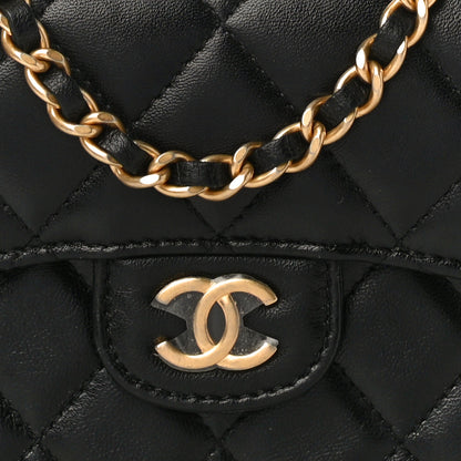 Chanel Lambskin Quilted Top Handle Flap Coin Purse With Chain Black 9 of 12