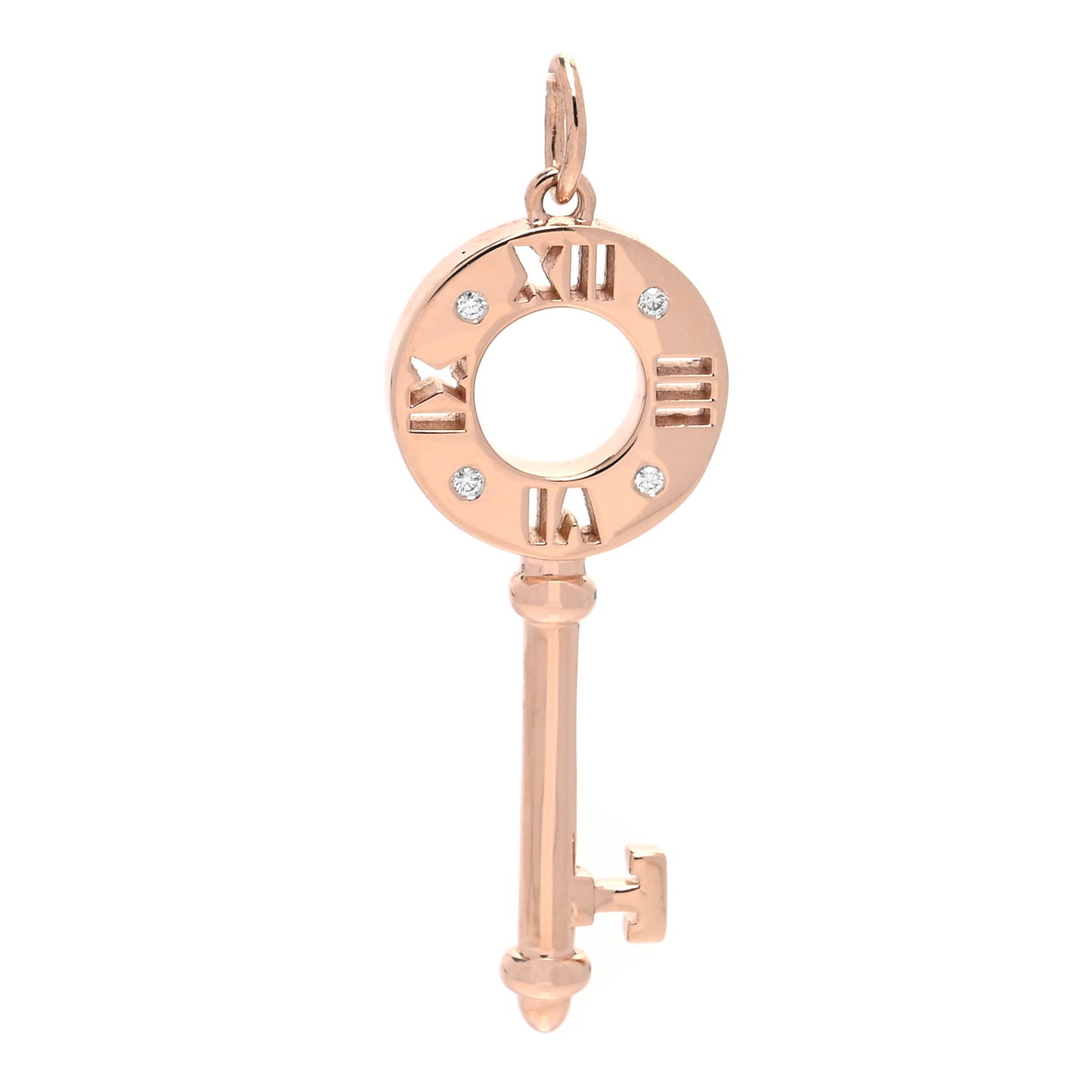 18K Rose Gold Diamond Atlas Pierced Key Pendant