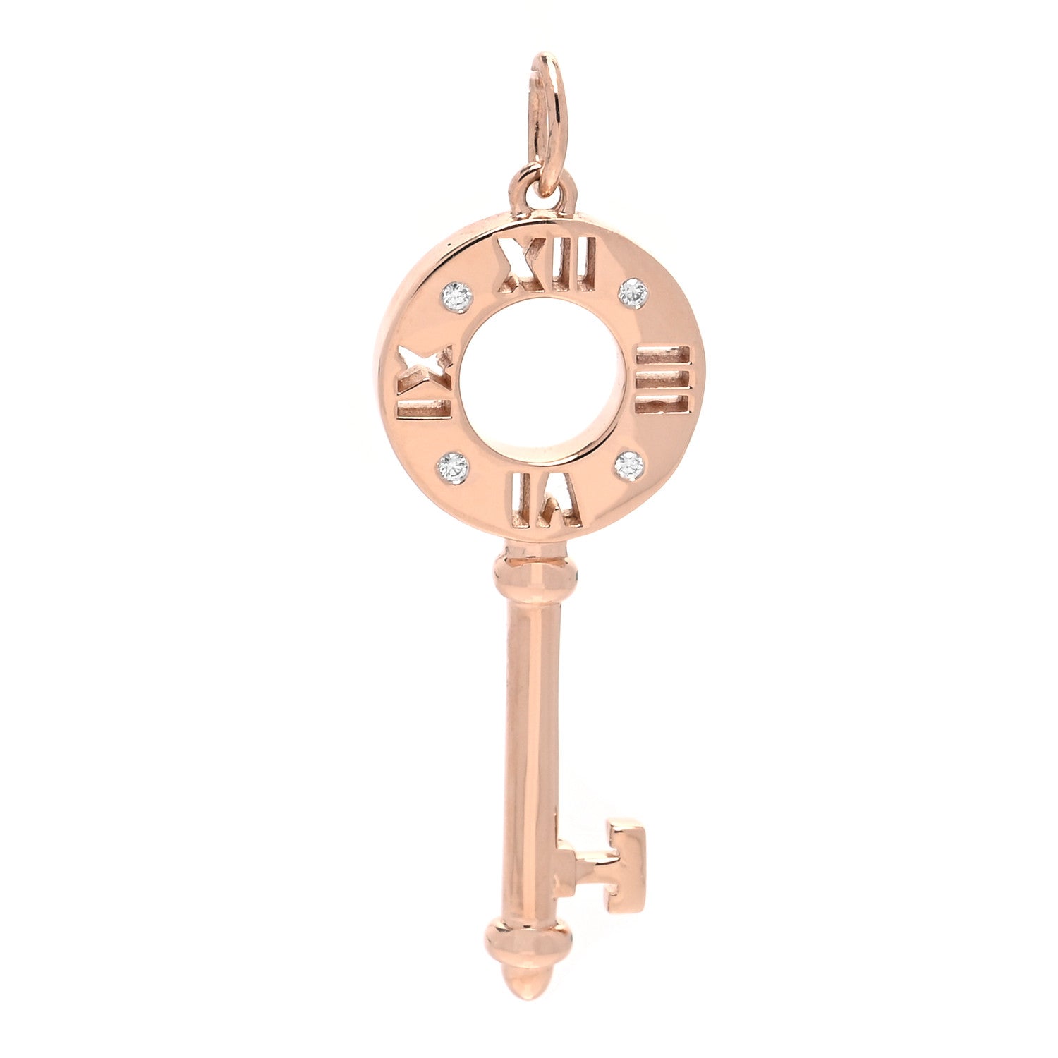 Tiffany 18K Rose Gold Diamond Atlas Pierced Key Pendant 1 of 5