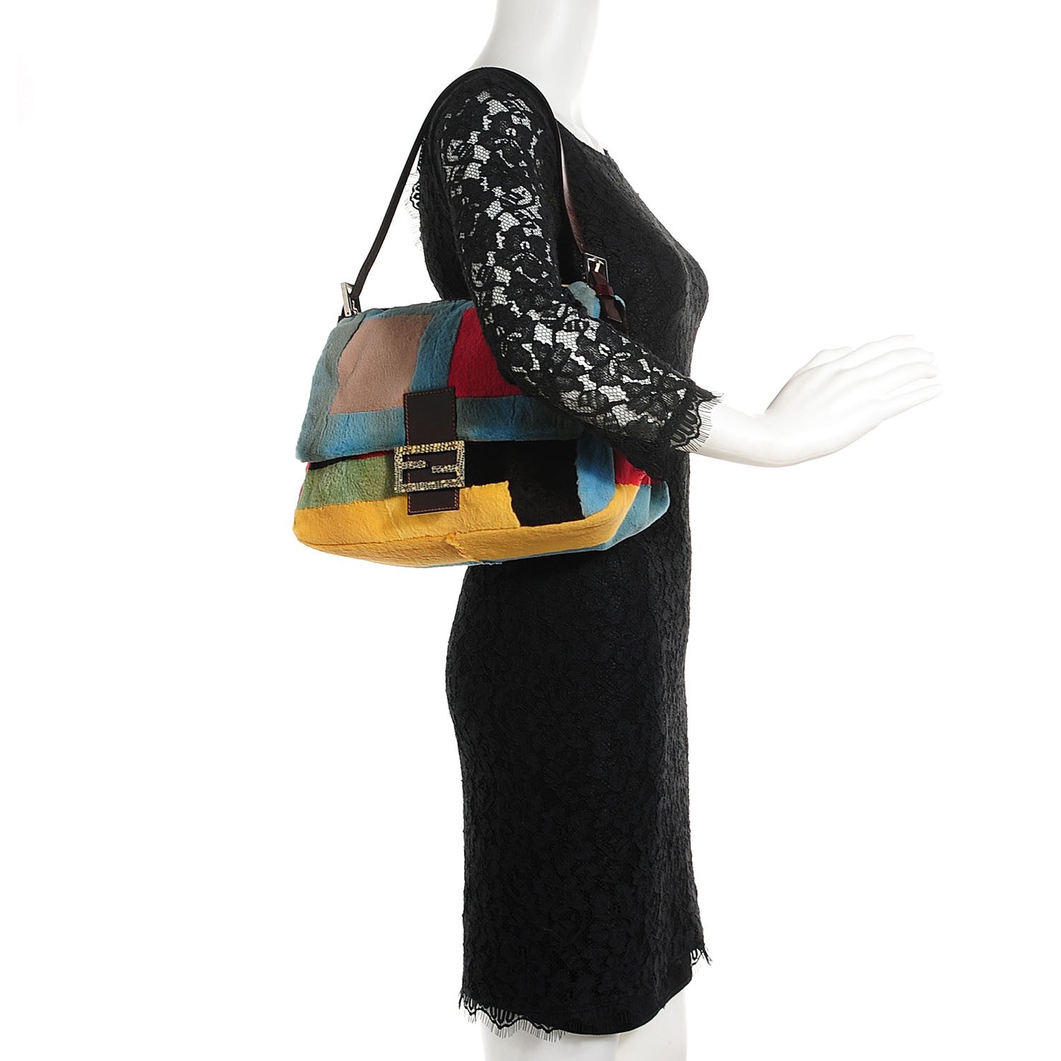 Fendi Mink Fur Python Multicolor Mama Baguette 2 of 7