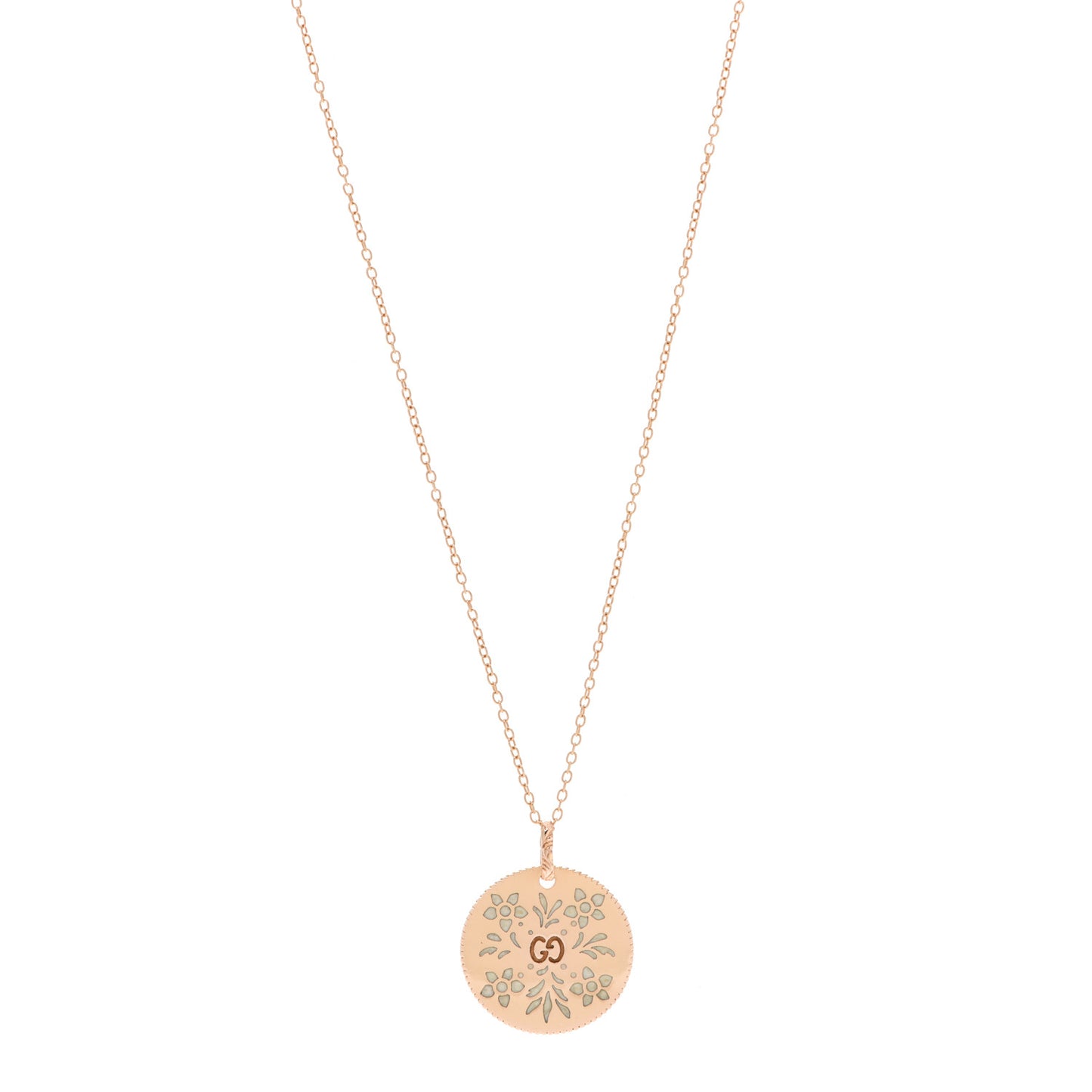 18K Rose Gold Enamel Icon Blooms Necklace White