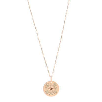 Gucci 18K Rose Gold Enamel Icon Blooms Necklace White 1 of 7