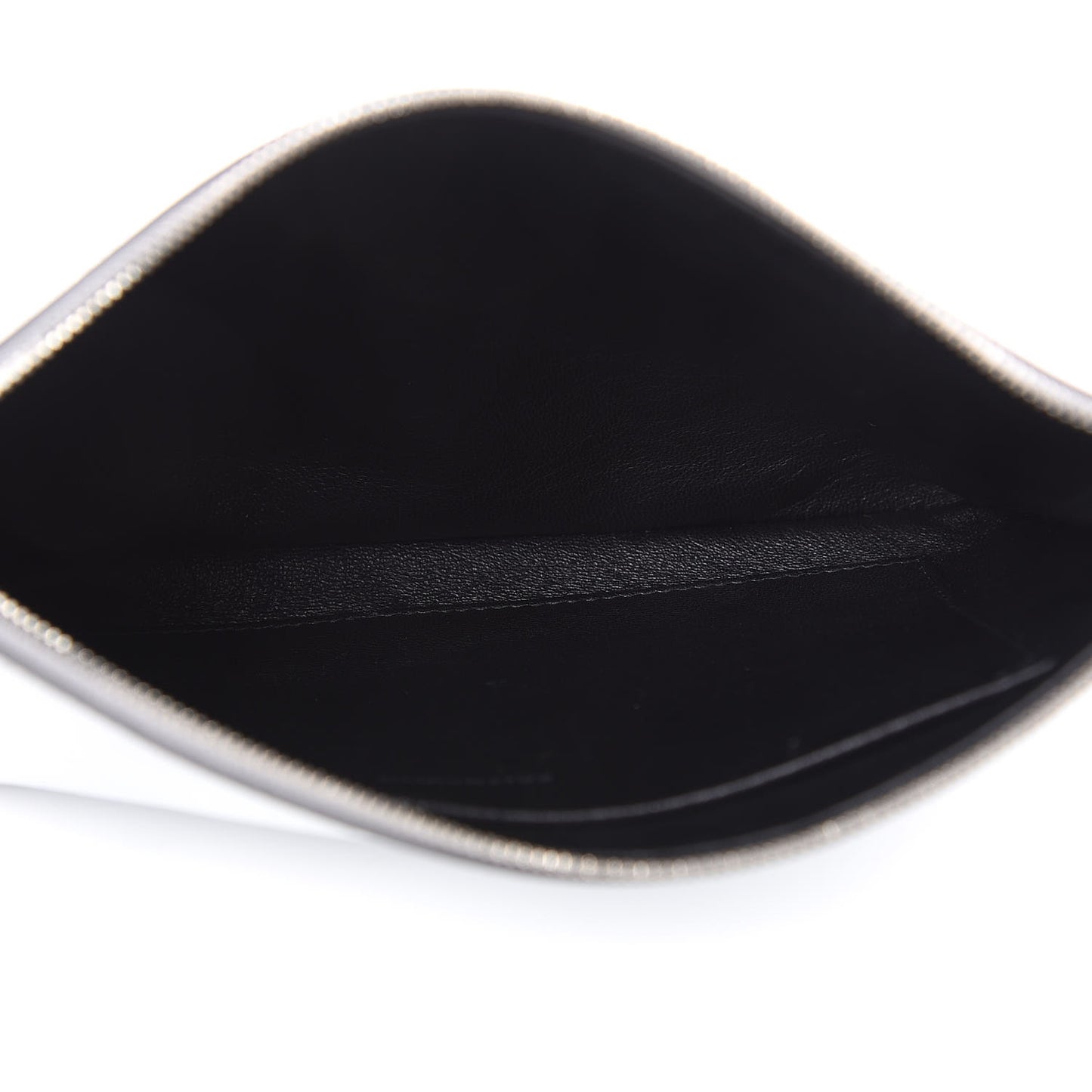 Metallic Goatskin Logo Large Everyday Zip Pouch Argent Black