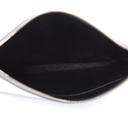 Balenciaga Metallic Goatskin Logo Large Everyday Zip Pouch Argent Black 5 of 8