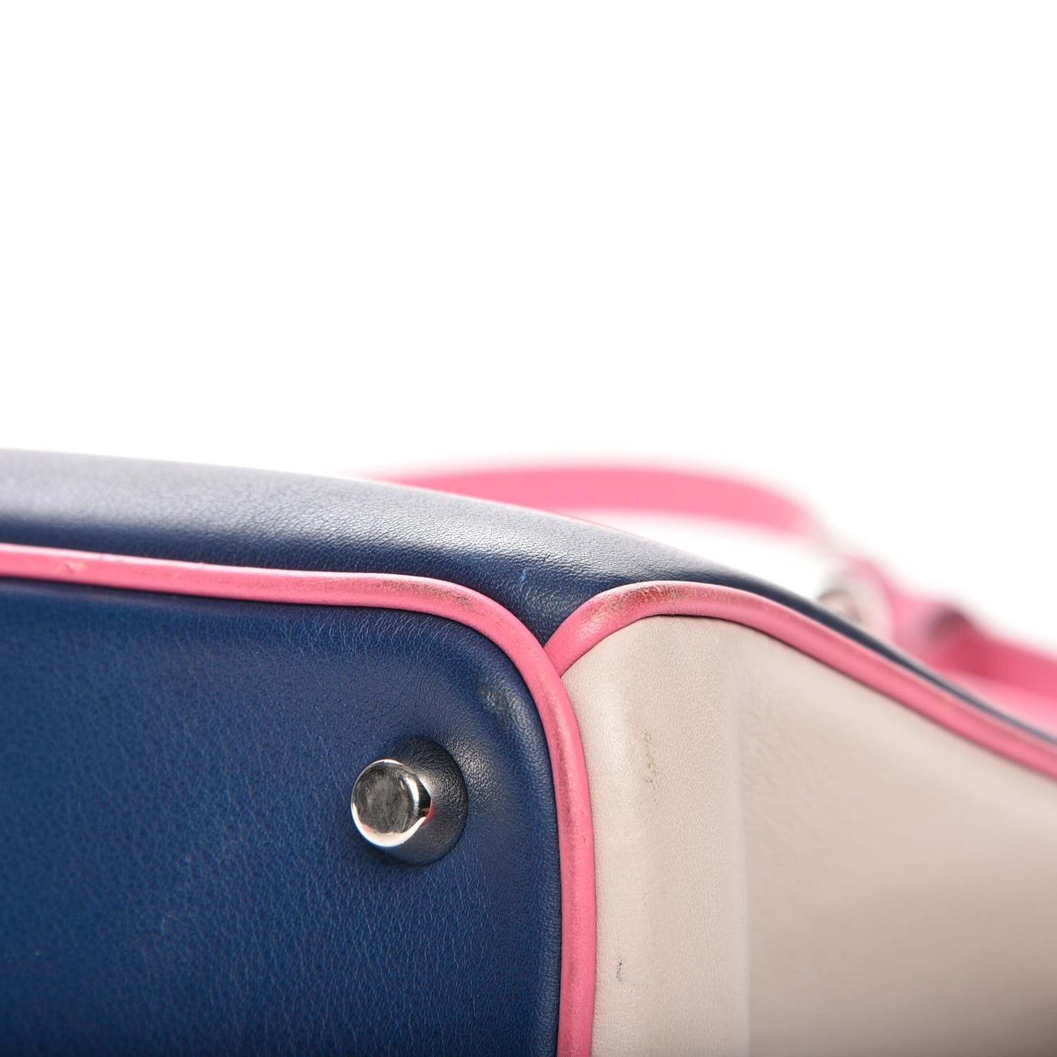 Christian Dior Smooth Calfskin Medium Tri-Color Diorissimo Bag Navy Pink 19 of 21