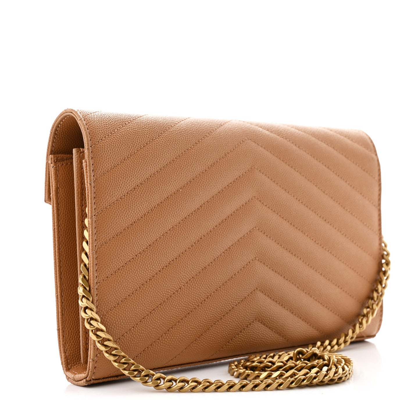 Grain De Poudre Matelasse Chevron Monogram Chain Wallet Dune