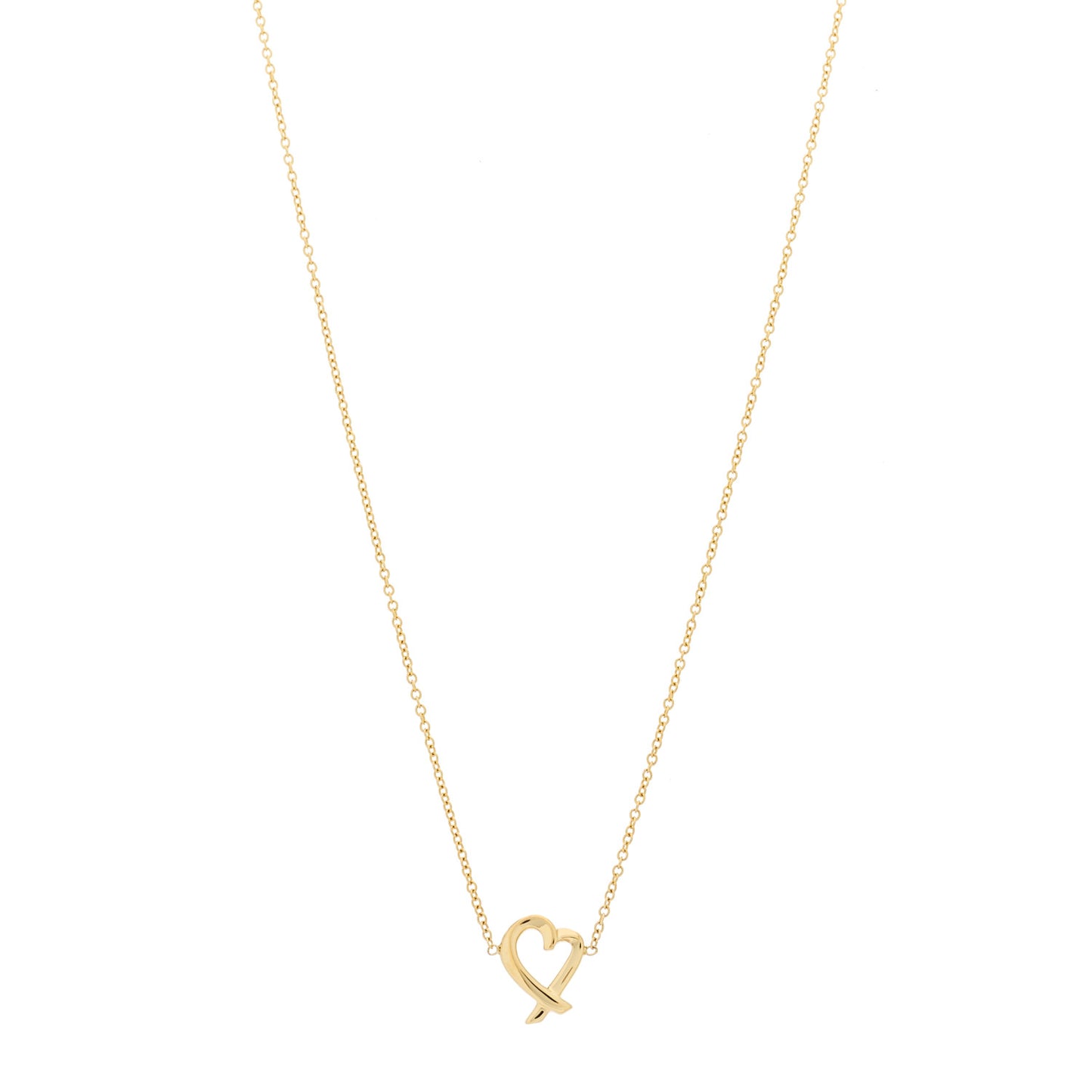 18K Yellow Gold Mini Paloma Picasso Loving Heart Pendant Necklace