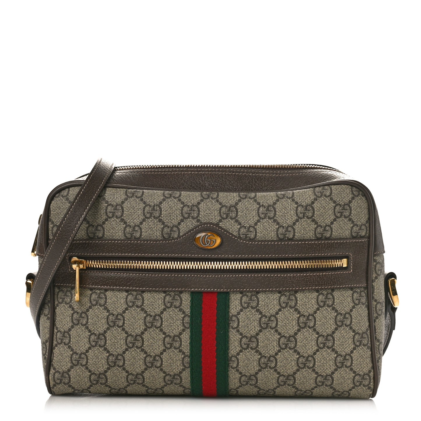 GG Supreme Monogram Web Small Ophidia Shoulder Bag Brown