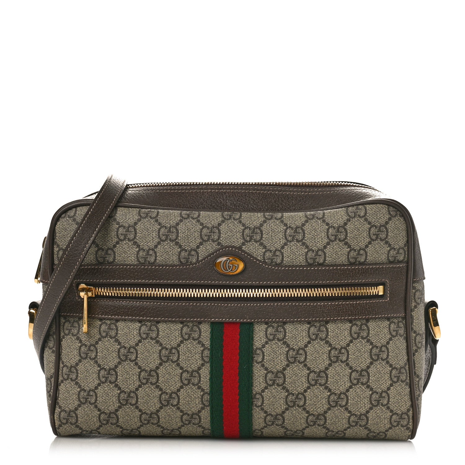 Gucci GG Supreme Monogram Web Small Ophidia Shoulder Bag Brown 1 of 10
