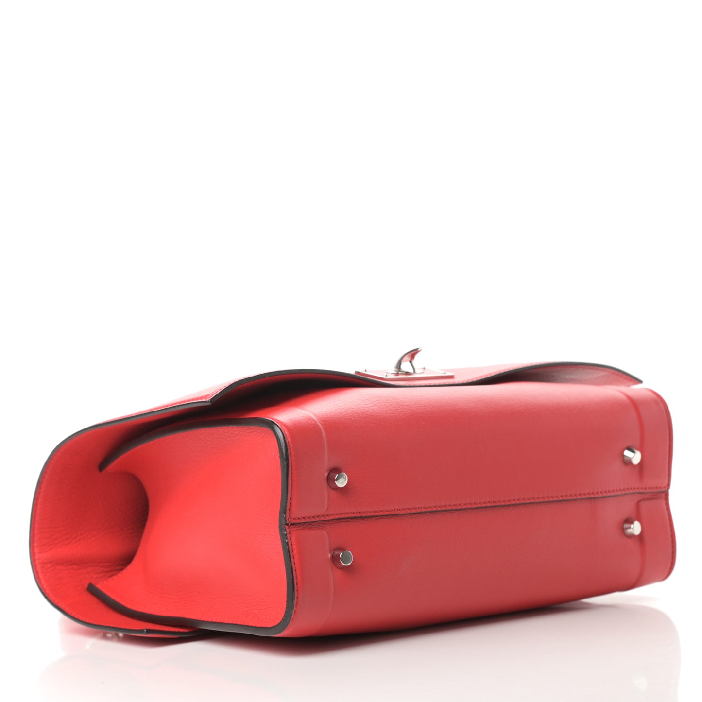 Grained Calfskin Small Shark Lock Satchel Red