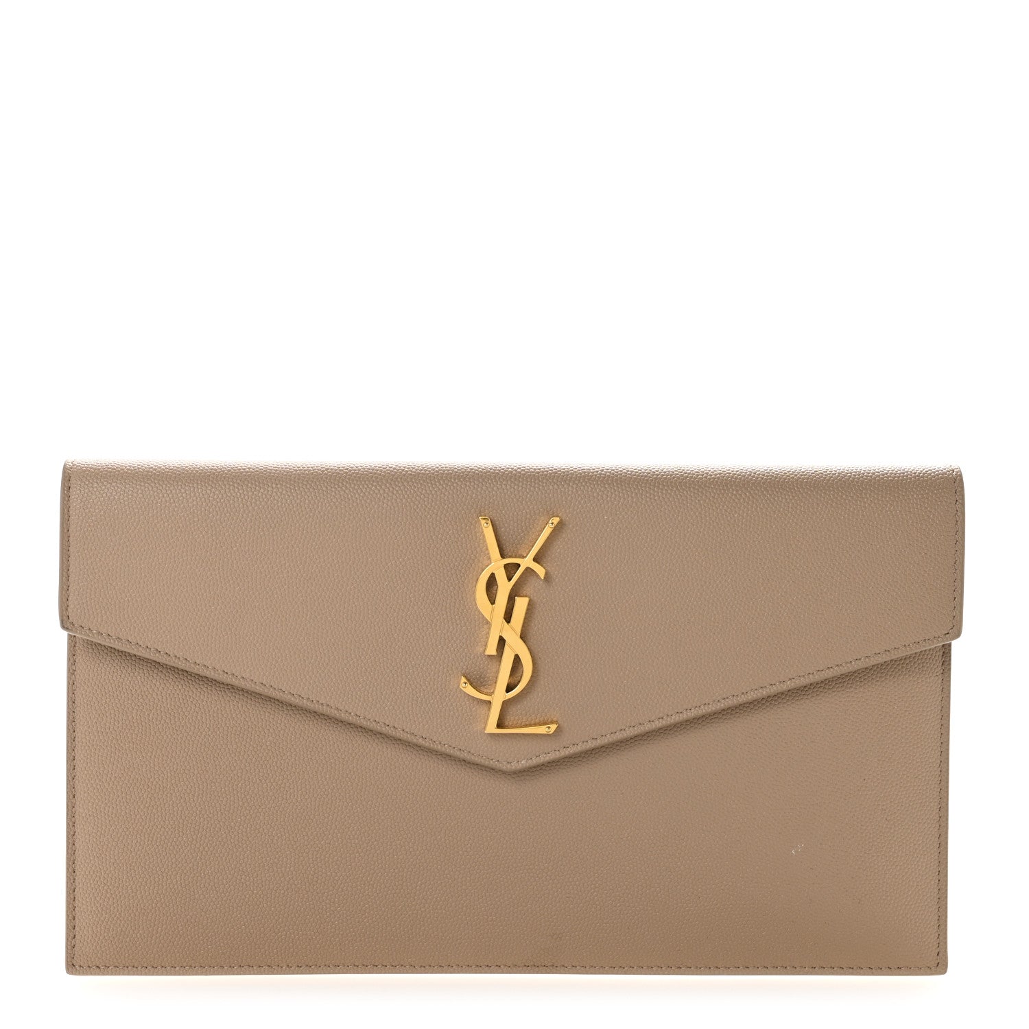 Saint Laurent Grain De Poudre Uptown Pouch Dark Beige 1 of 10