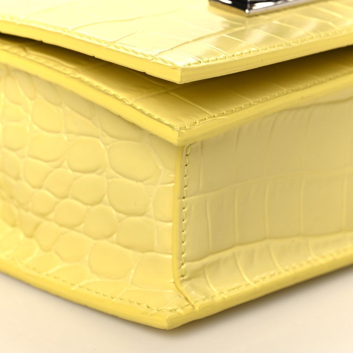 Alexander McQueen Shiny Crocodile Embossed Jeweled Satchel Pop Yellow 8 of 10