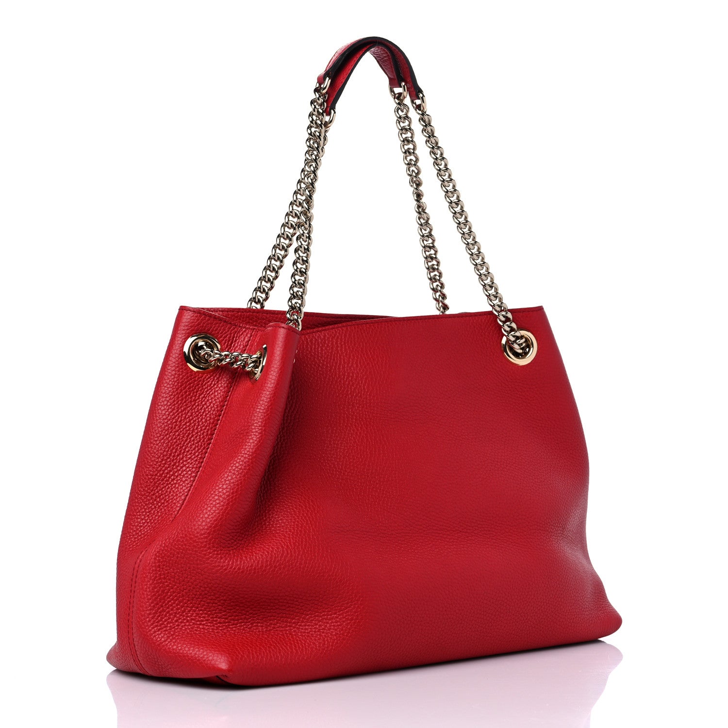 Gucci Pebbled Calfskin Medium Soho Chain Shoulder Bag Tabasco Red 3 of 12