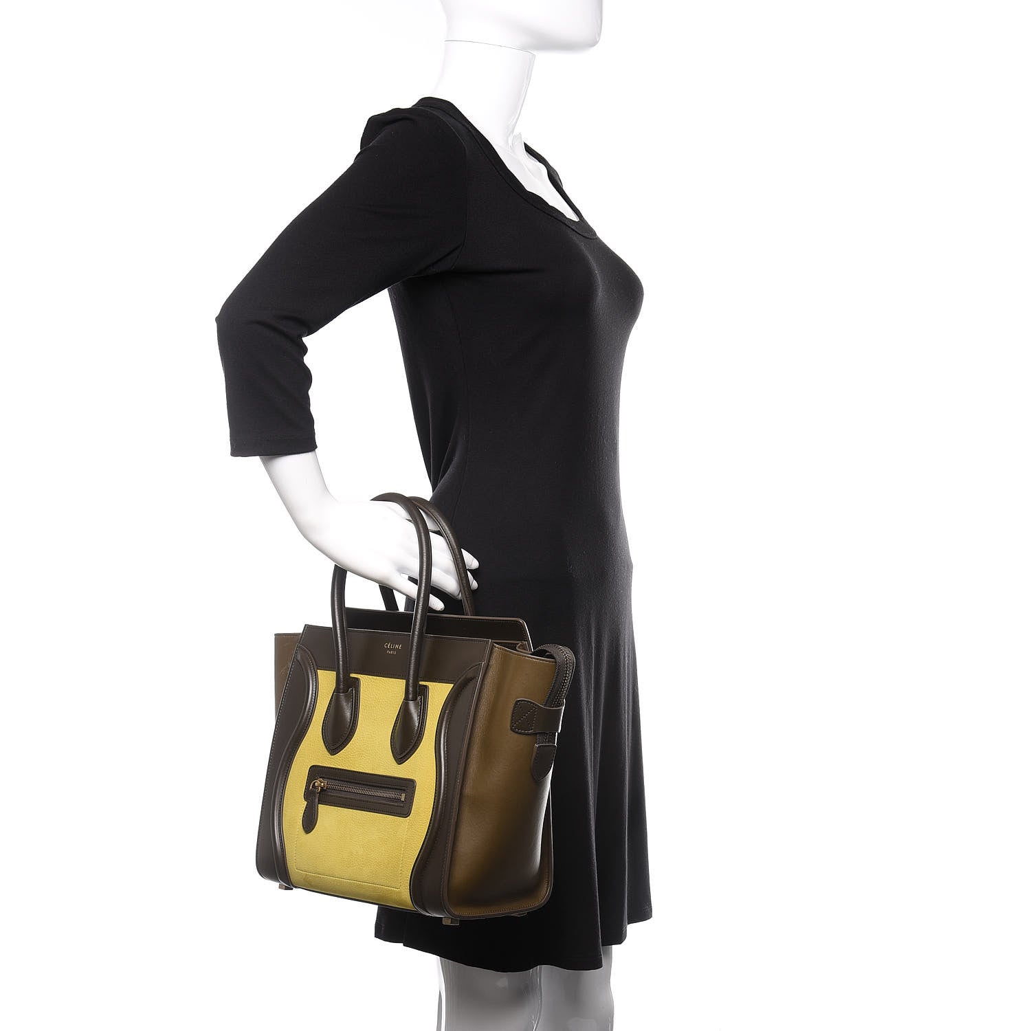 Celine Nubuck Smooth Calfskin Micro Tri-Color Luggage Chartreuse 2 of 9