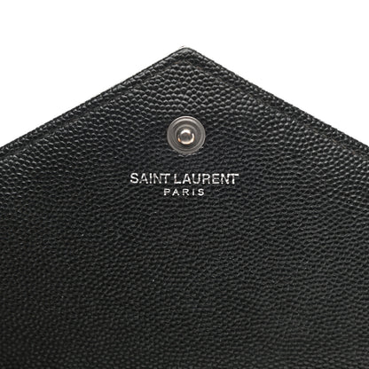 Saint Laurent Grain De Poudre Matelasse Chevron Monogram Chain Wallet Black 5 of 10