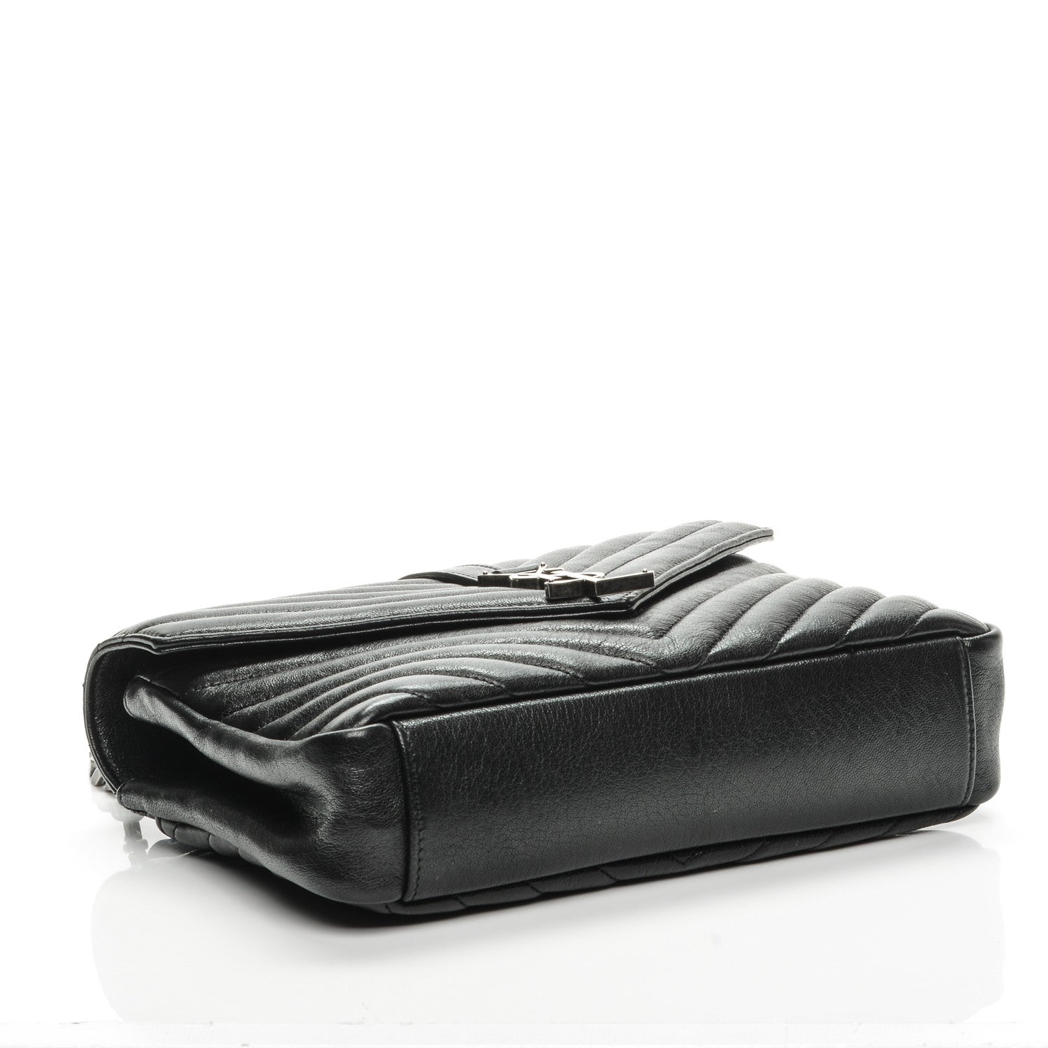 Saint Laurent Sheepskin Matelasse Chevron Monogram Medium College Bag Black 4 of 8
