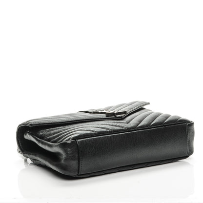 Saint Laurent Sheepskin Matelasse Chevron Monogram Medium College Bag Black 4 of 8