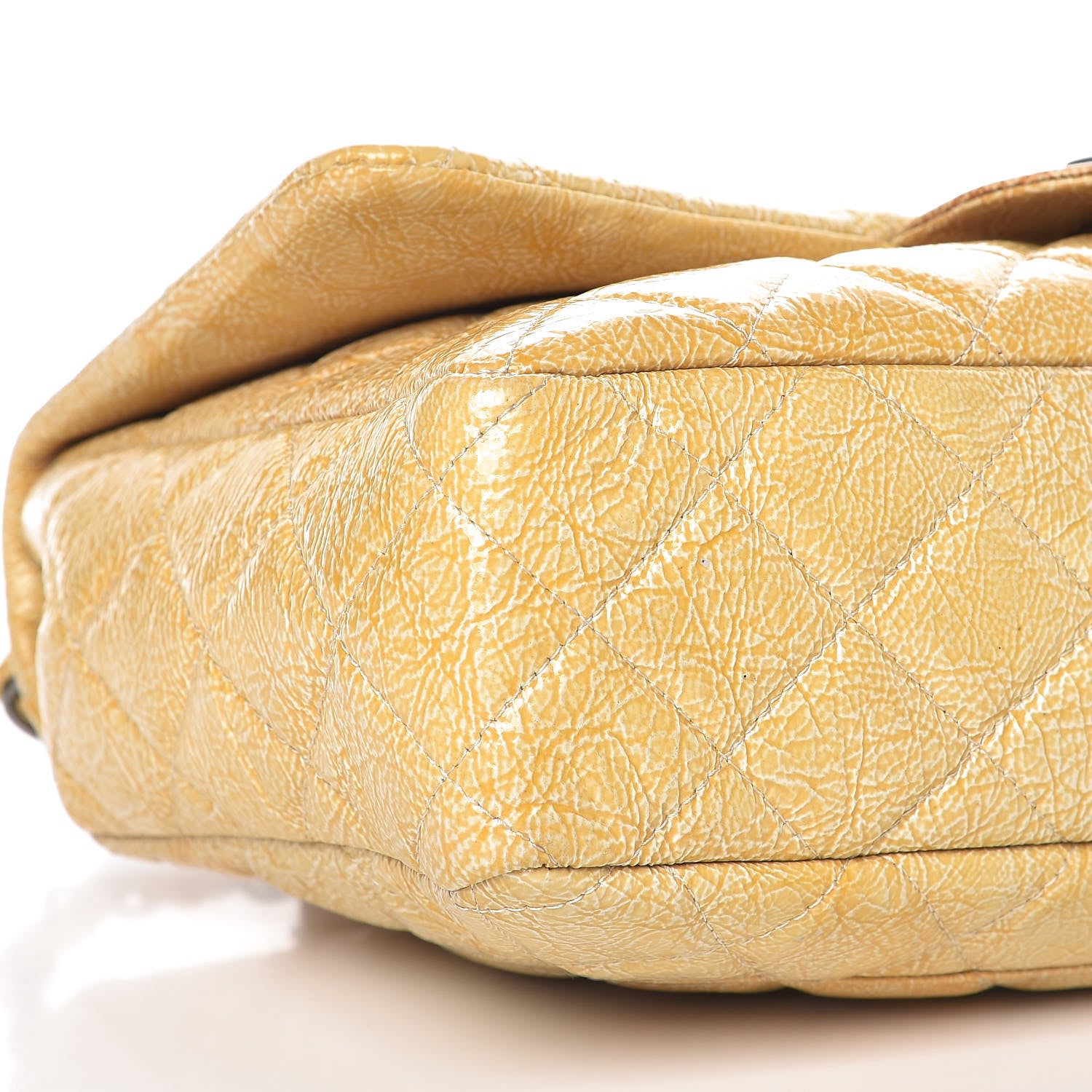 Chanel Crinkled Patent Quilted Jumbo Single Flap Light Beige 11 of 12