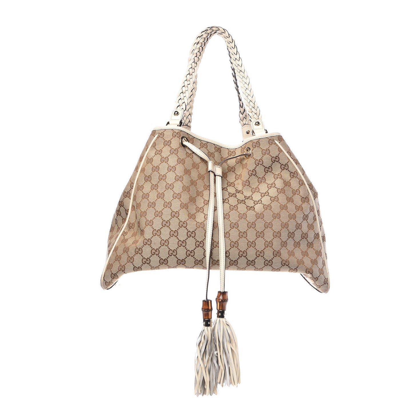 Monogram Peggy Braided Tote Off White