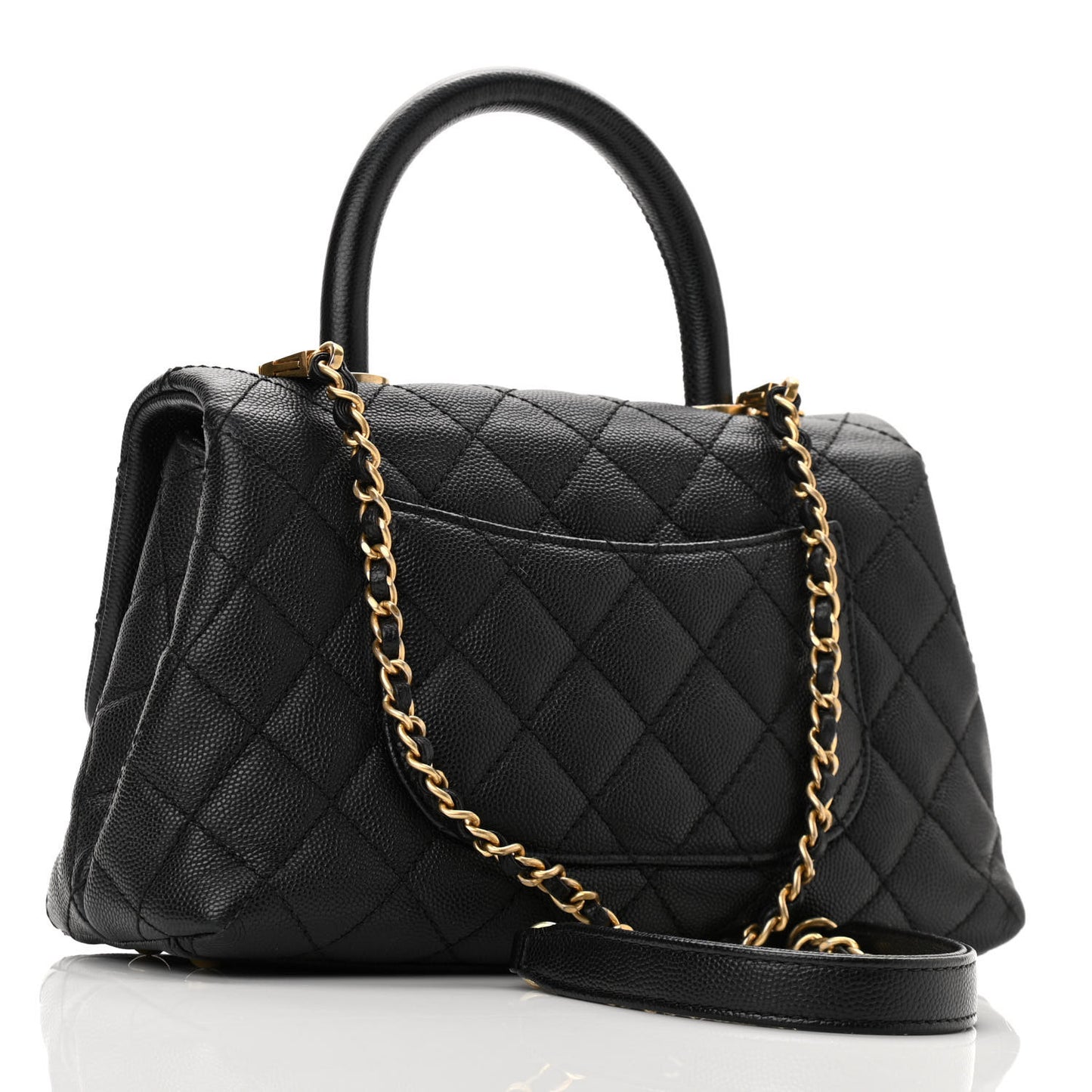 Caviar Quilted Mini Coco Handle Flap Black