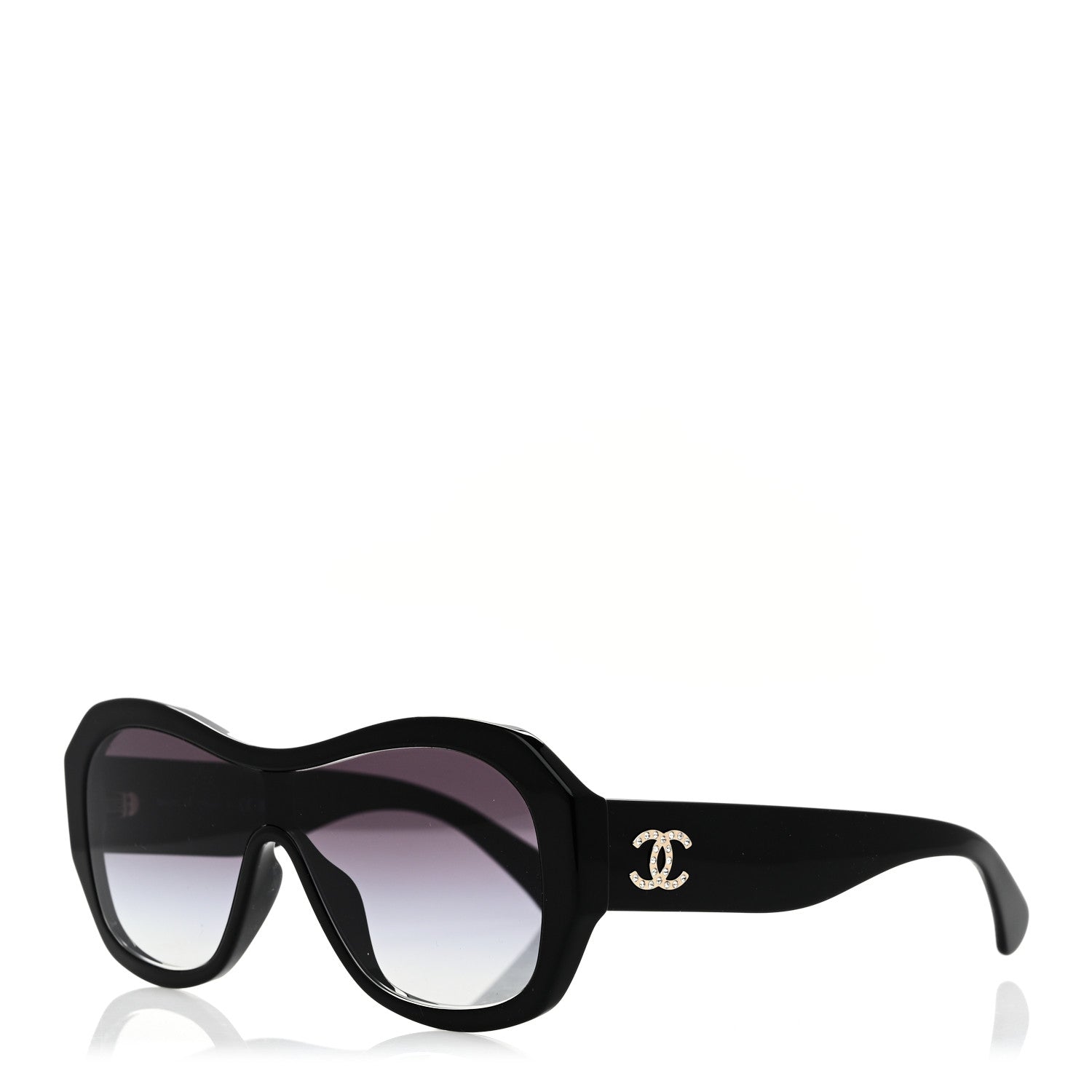 Chanel Acetate Crystal CC Shield Sunglasses 5497-B-A Black 1 of 7