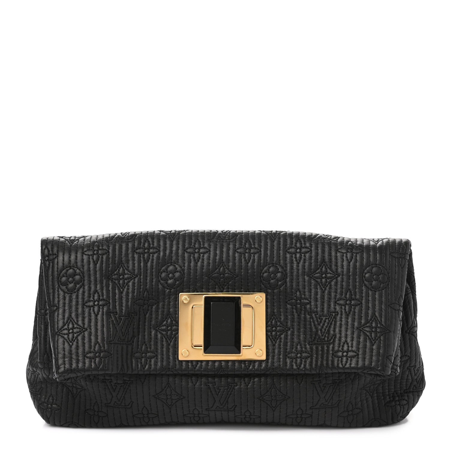 Louis Vuitton Calfskin Quilted Monogram Altair Clutch Black 3 of 10
