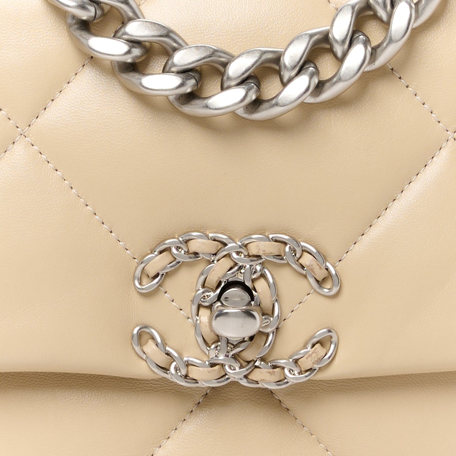 Chanel Lambskin Quilted Medium Chanel 19 Flap Light Beige 8 of 11