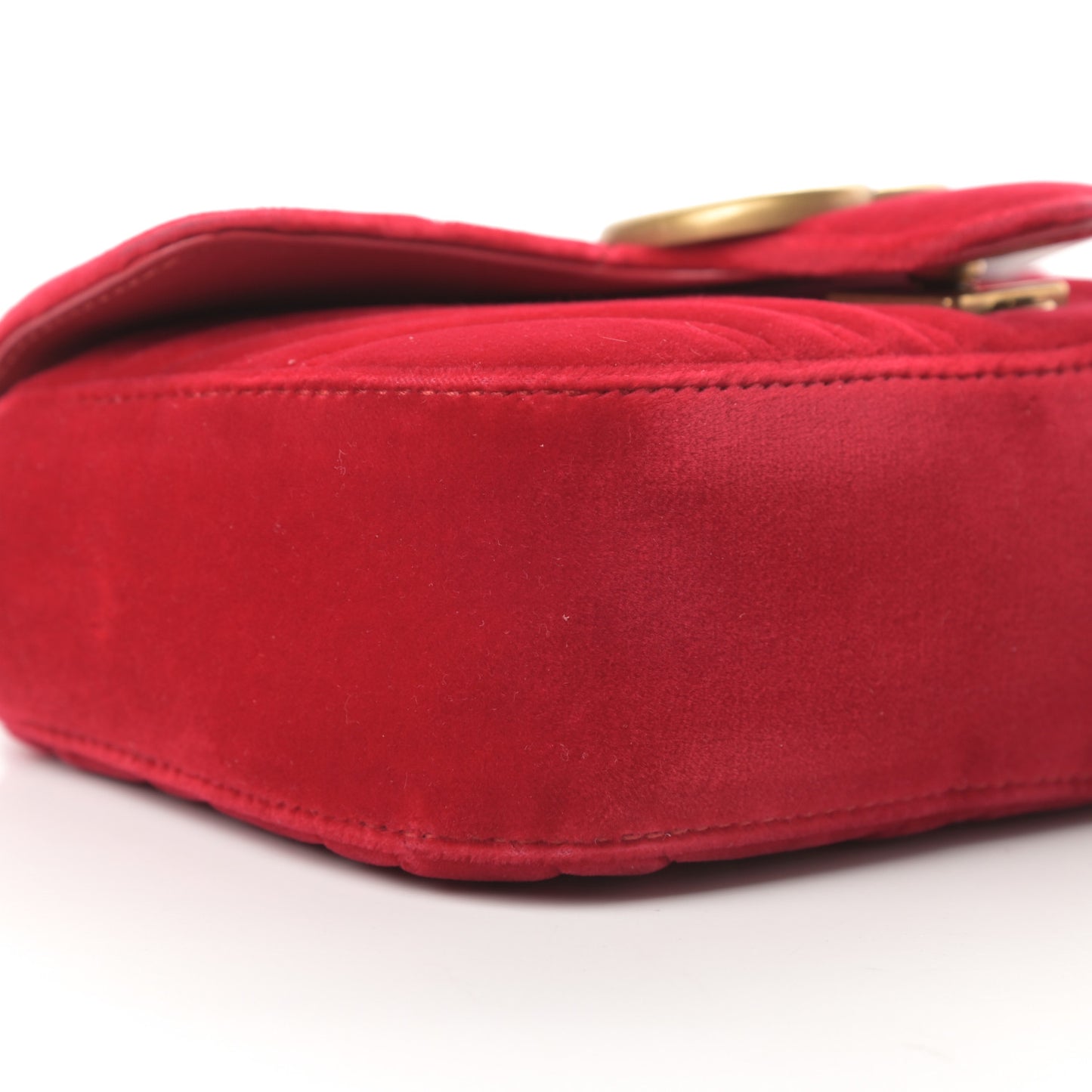 Velvet Matelasse Mini GG Marmont Shoulder Bag Hibiscus Red