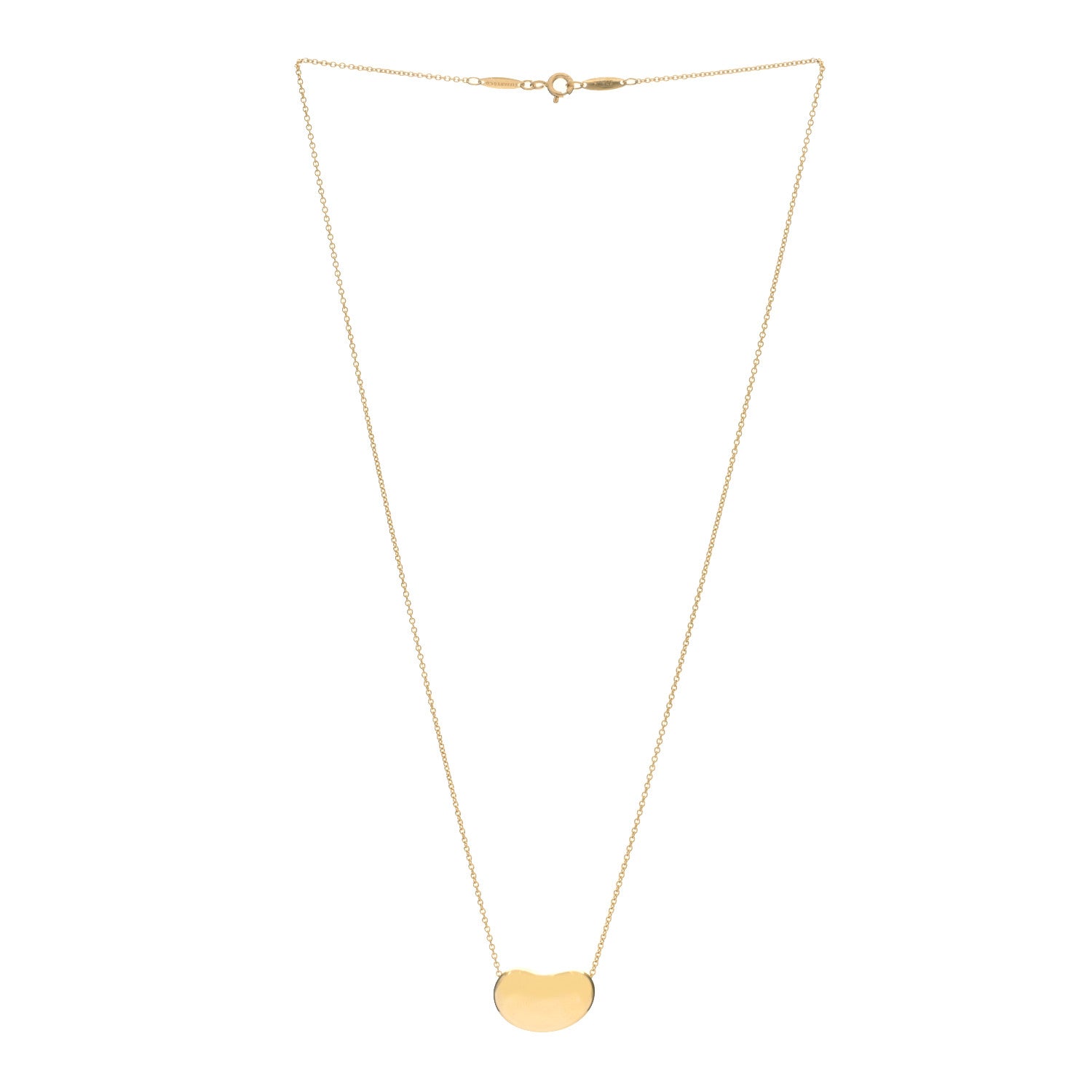 Tiffany 18K Yellow Gold 18mm Elsa Peretti Bean Pendant Necklace 2 of 5
