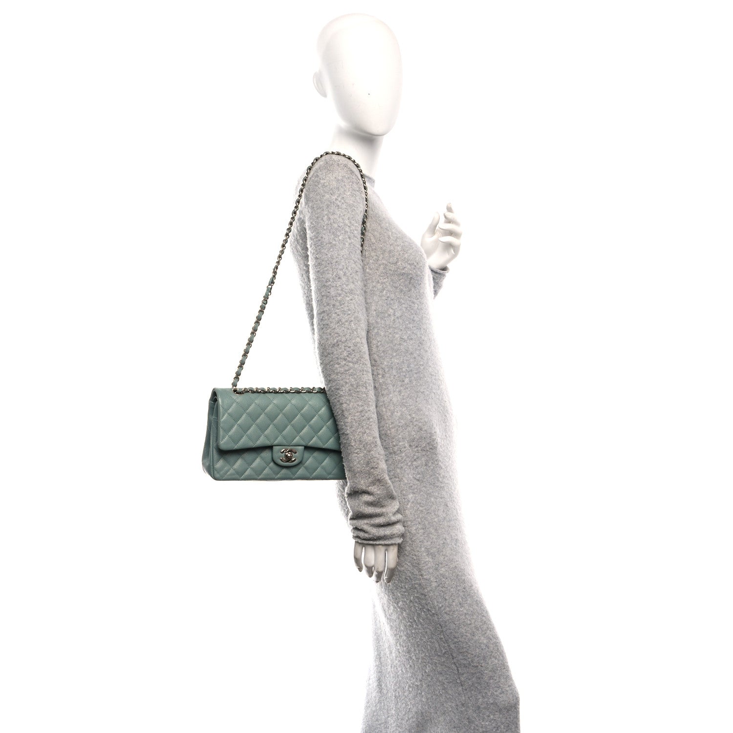 Chanel Caviar Quilted Medium Double Flap Dark Green 2 of 11
