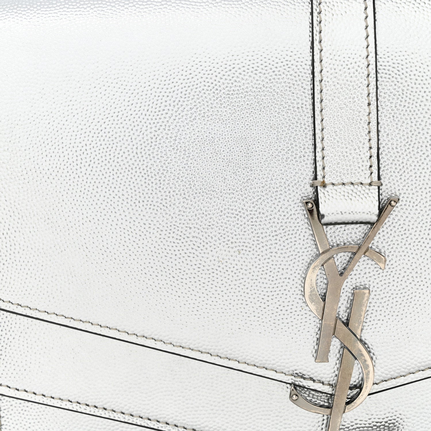 Saint Laurent Grain De Poudre Monogram Medium Sulpice Shoulder Bag Silver 10 of 15