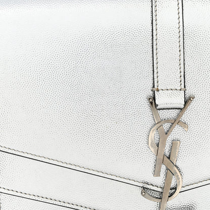 Saint Laurent Grain De Poudre Monogram Medium Sulpice Shoulder Bag Silver 10 of 15