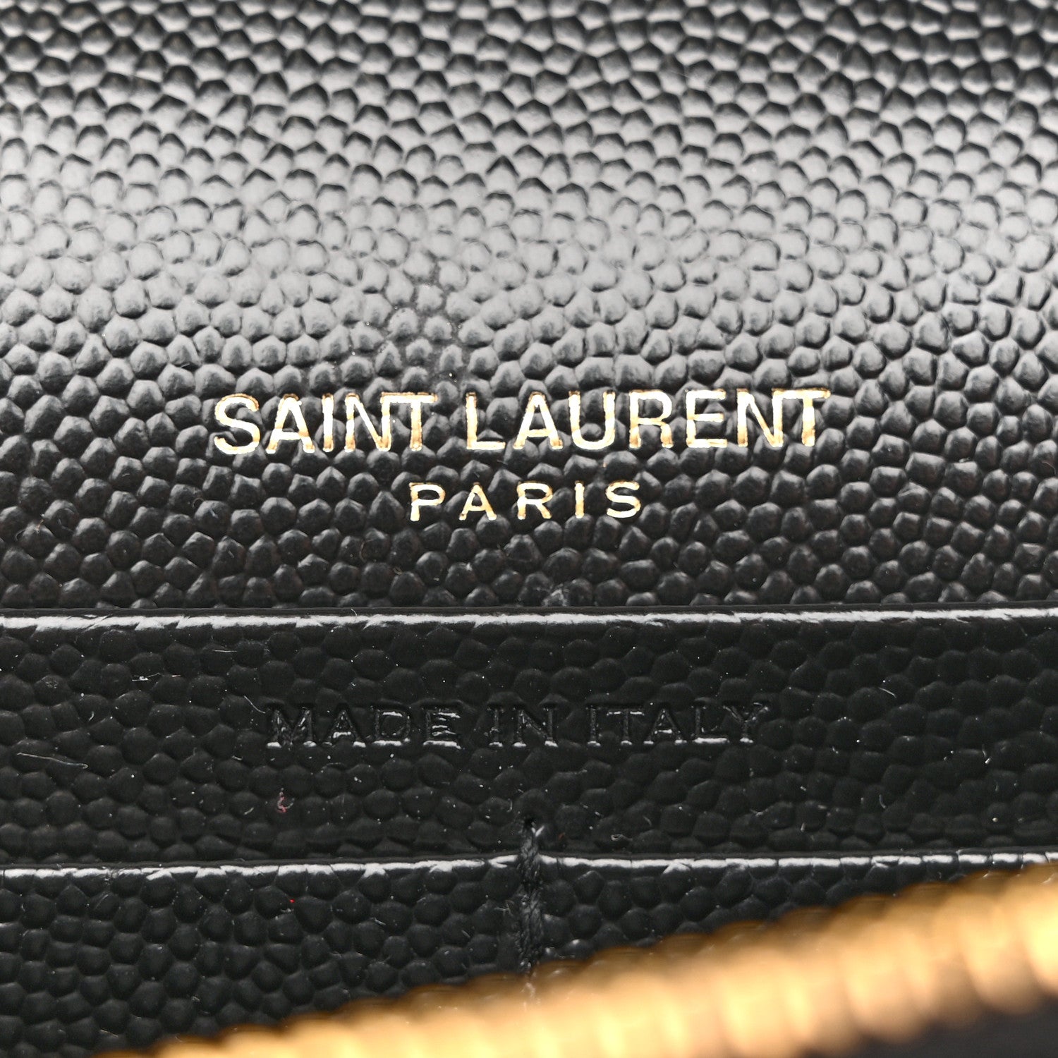 Saint Laurent Grain De Poudre Matelasse Chevron Monogram Envelope Chain Wallet Black 6 of 14