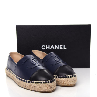 Chanel Lambskin CC Espadrilles 39 Navy Black 12 of 12