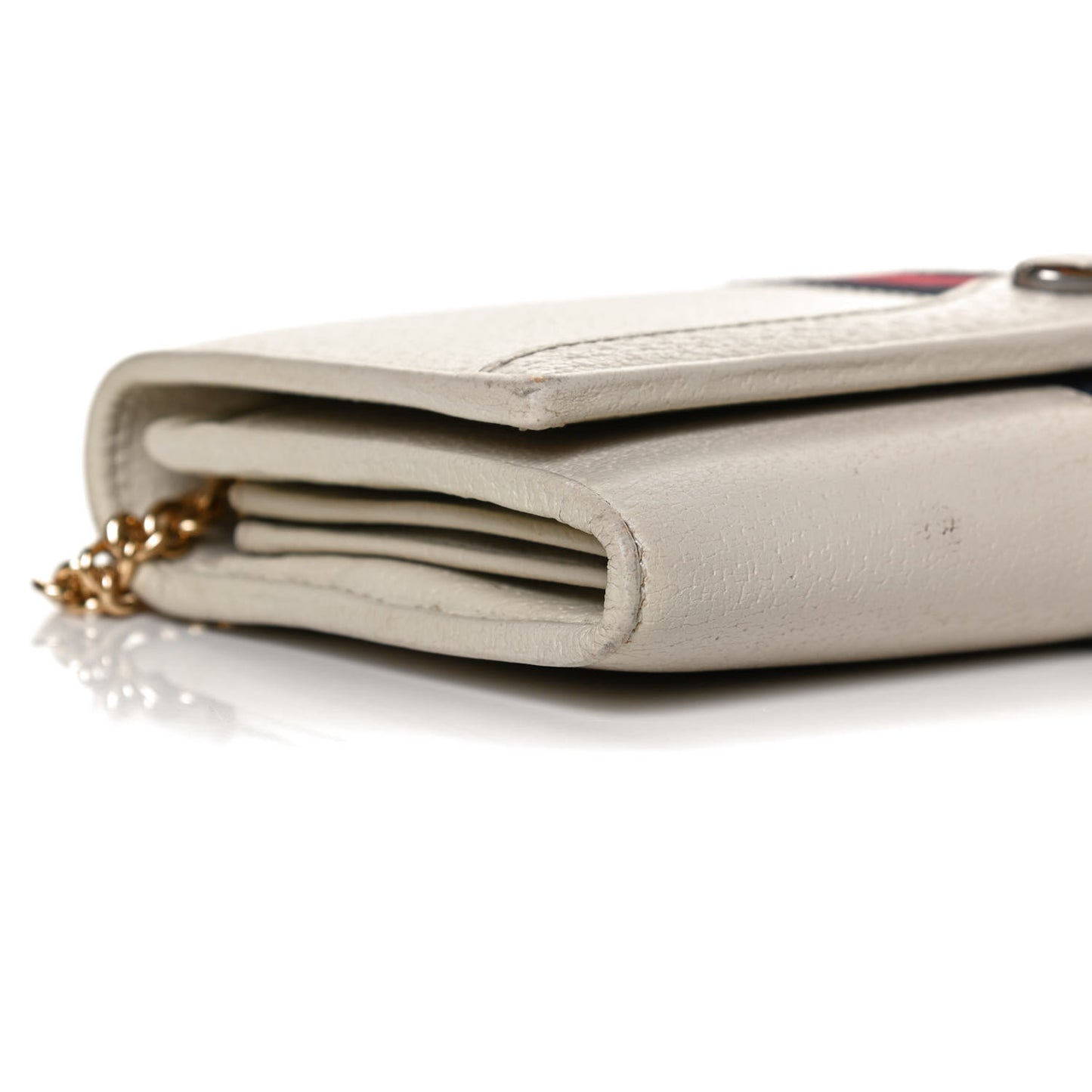 Textured Calfskin Web Ophidia Wallet On Chain Mystic White