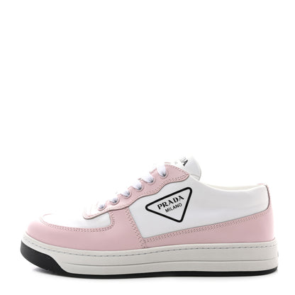 Prada Vitello Sport Spazzolato Rois Rubber Triangle Logo Perforated Womens District Low Top 30mm Sneakers 38.5 White Alabastro 1 of 9