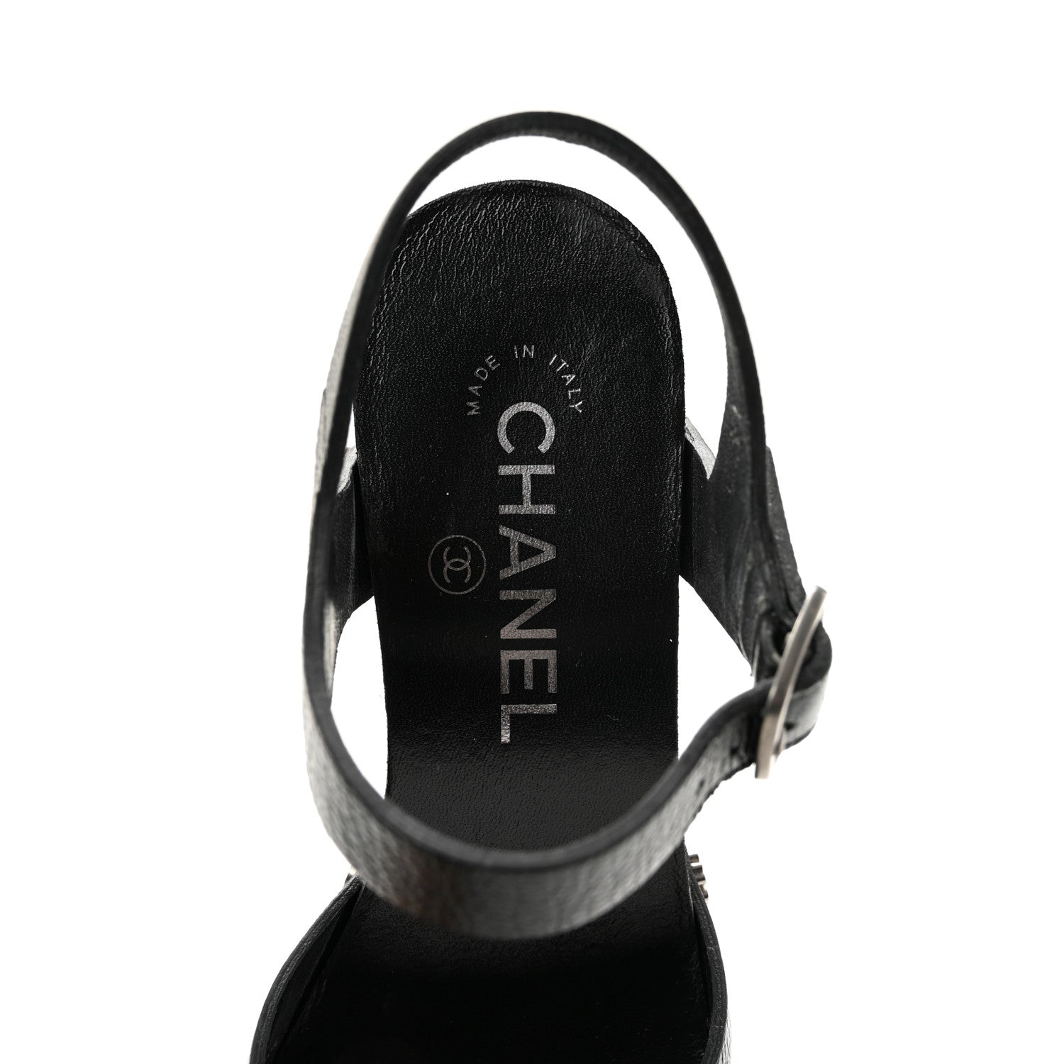 Chanel Goatskin Studded Platform Sandals 35 Black 7 of 10
