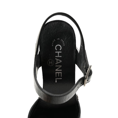 Chanel Goatskin Studded Platform Sandals 35 Black 7 of 10