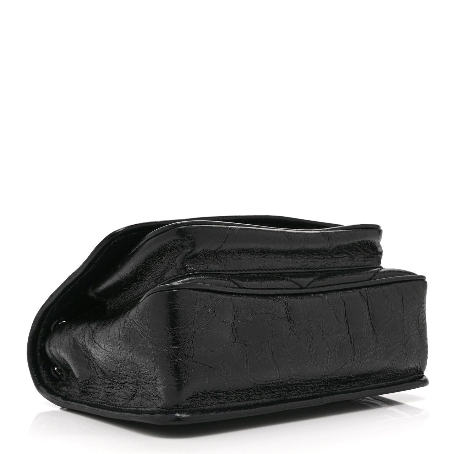 Crinkled Calfskin Matelasse Monogram Baby Niki Chain Satchel Black