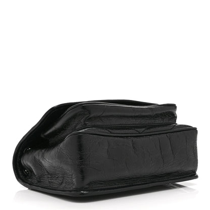 Saint Laurent Crinkled Calfskin Matelasse Monogram Baby Niki Chain Satchel Black 4 of 10
