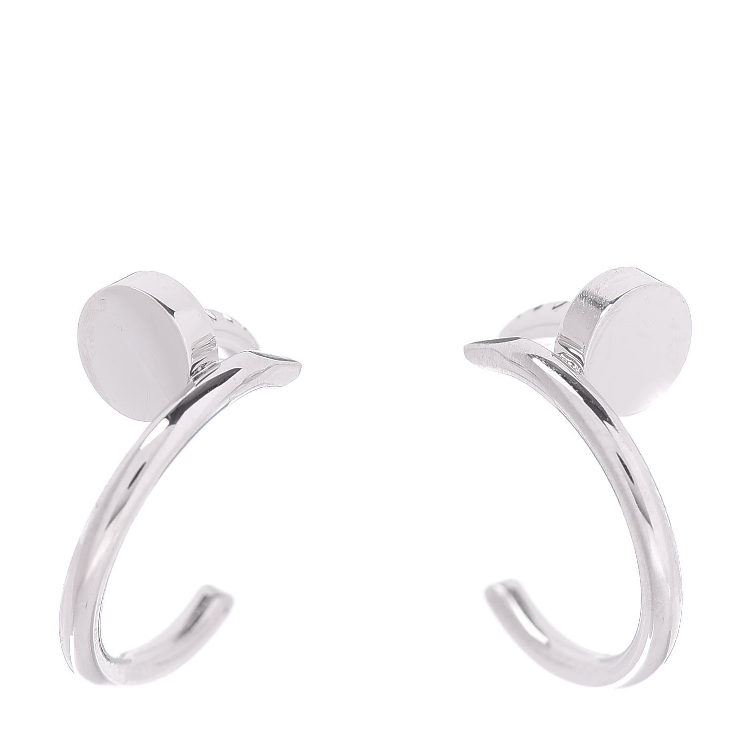 Cartier 18K White Gold Juste Un Clou Hoop Earrings 1 of 4
