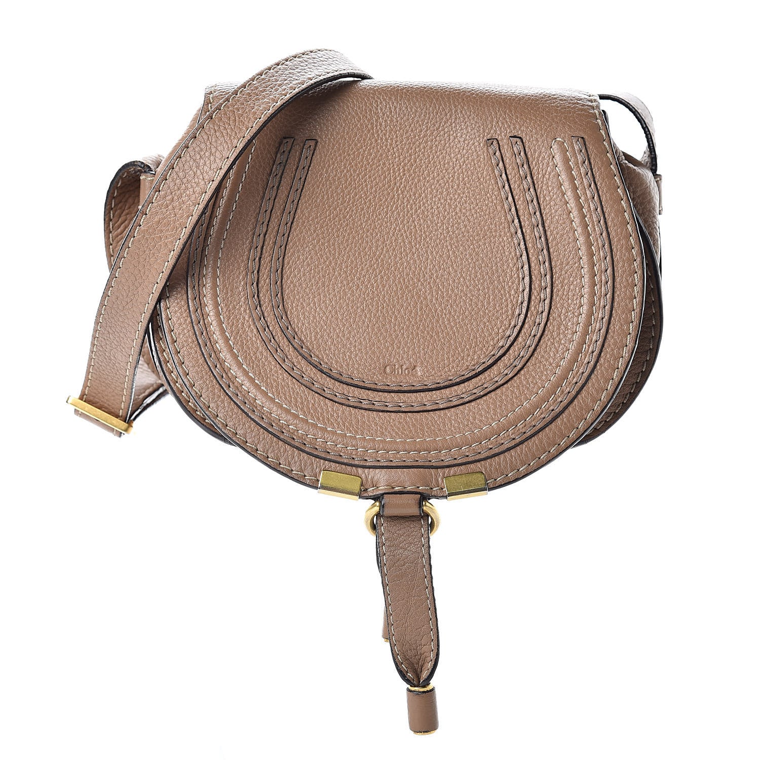 Chloe Calfskin Mini Marcie Round Crossbody Bag Nut 1 of 15