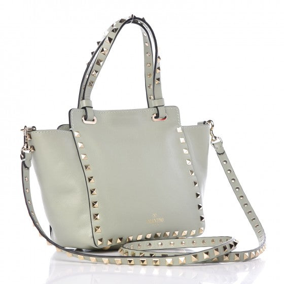 Vitello Mini Rockstud Tote Watergreen