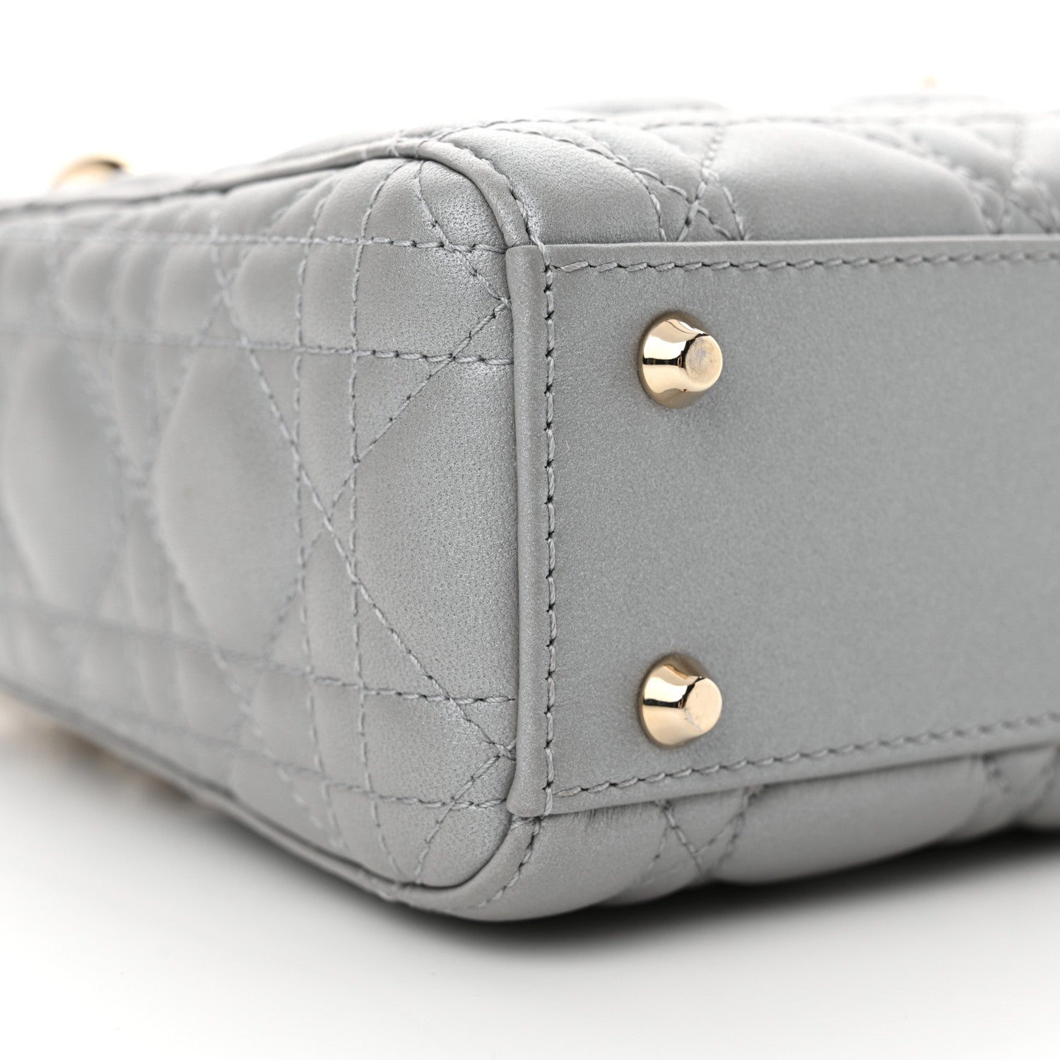 Christian Dior Metallic Lambskin Cannage Mini Lady Dior Grey 9 of 12