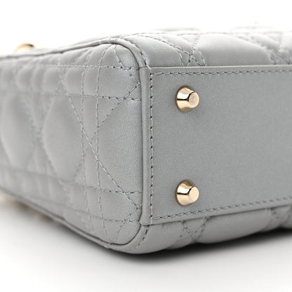 Christian Dior Metallic Lambskin Cannage Mini Lady Dior Grey 9 of 12